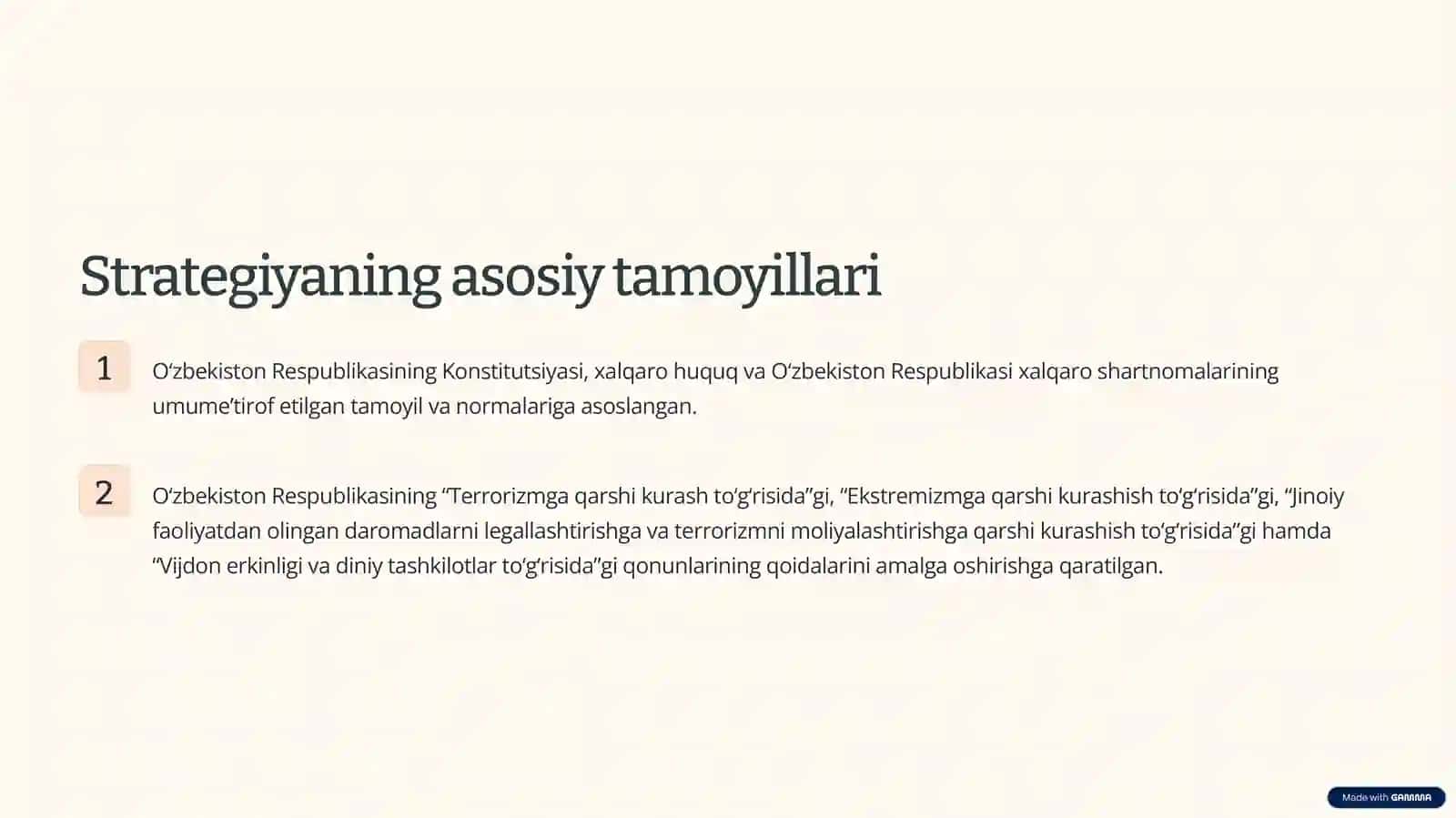 O‘zbekiston Respublikasining ekstremizm va terrorizmga qarshi kurashish bo‘yicha Milliy strategiyasi 2