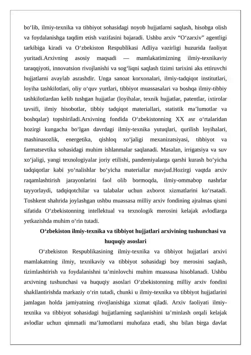 O‘zbekiston Ilmiy-texnika va tibbiyot hujjatlari Milliy arxivi 2