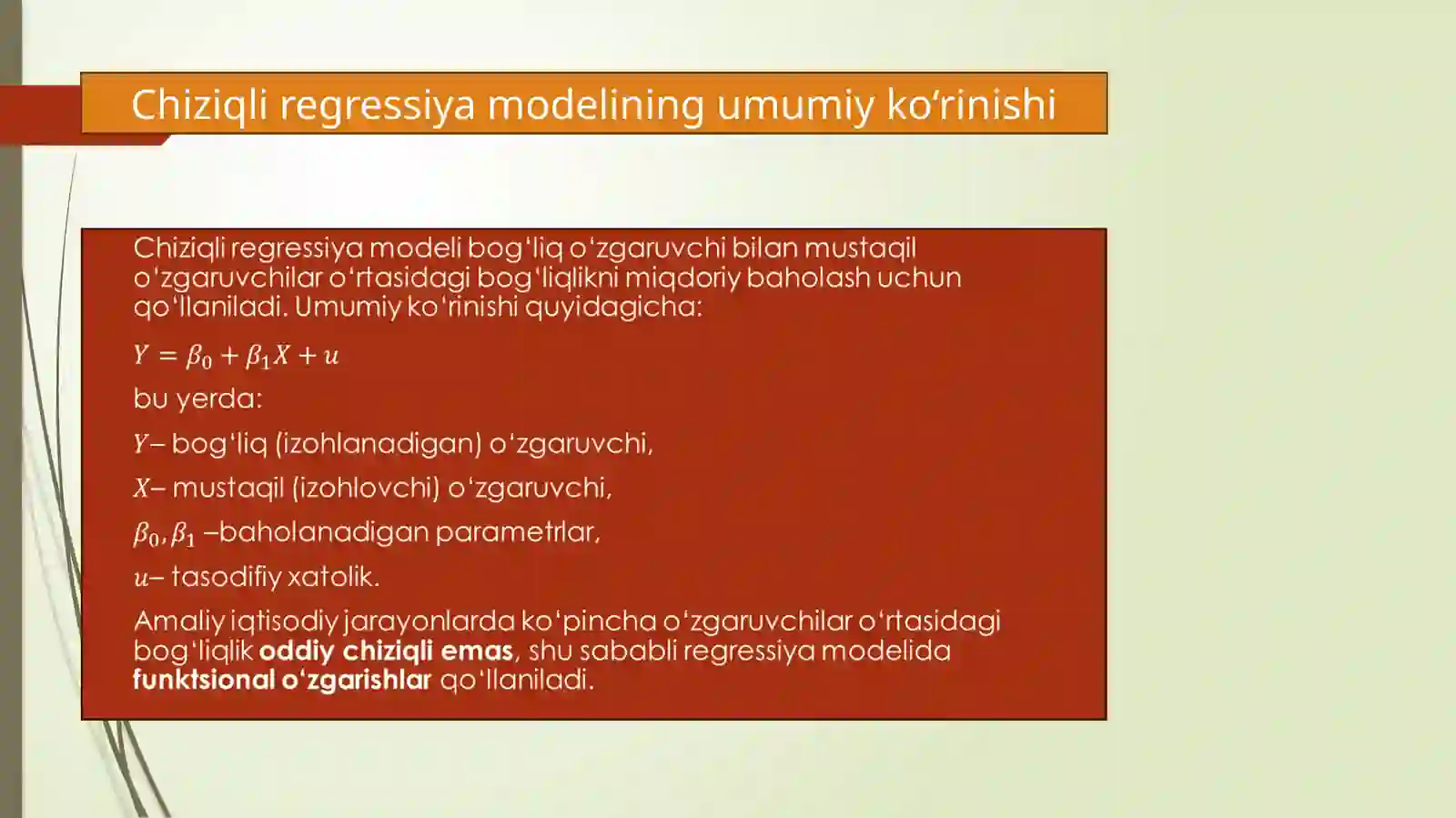 Chiziqli regressiya modelidagi o'zgaruvchilarning funksional o'zgarishlari 2