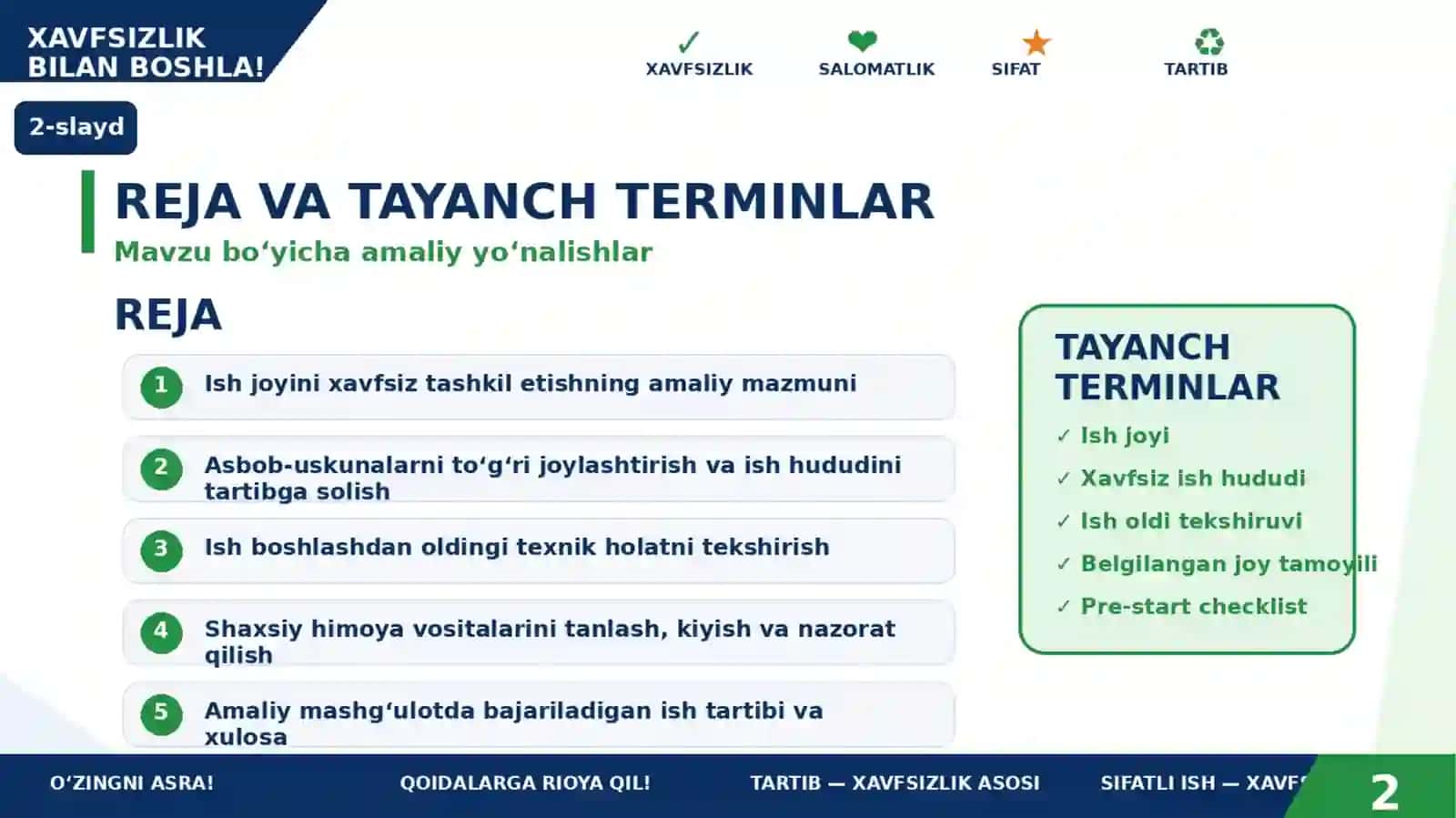Ish joyini xavfsiz tashkil etish va shaxsiy himoya vositalaridan foydalanish 2