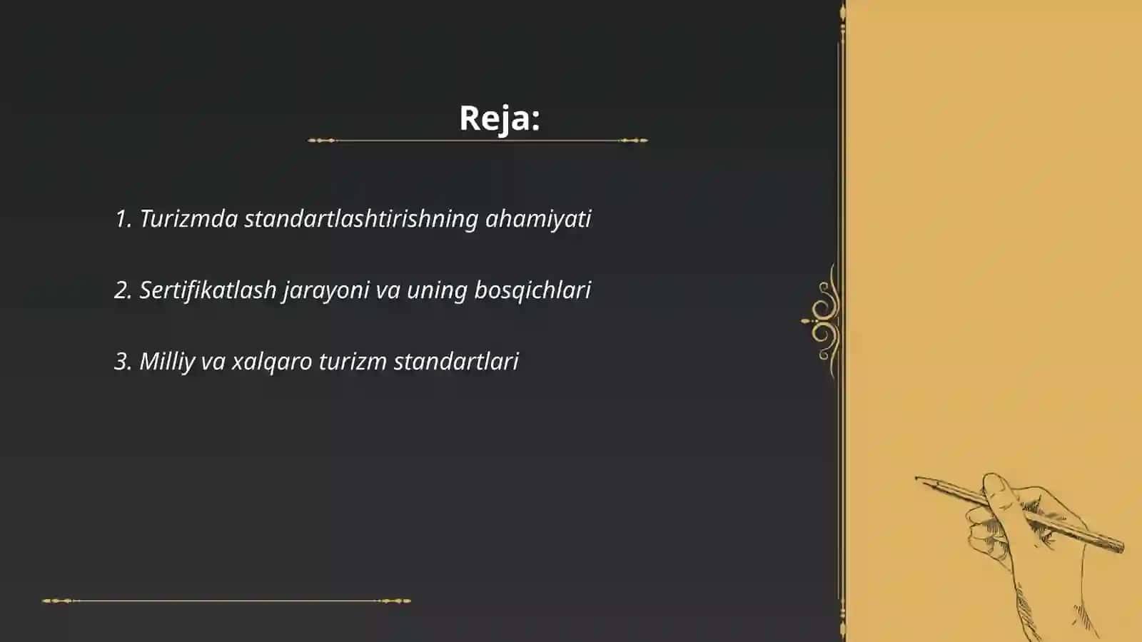 Turizmda standartlashtirish va sertifikatlashtirish fani haqida 2