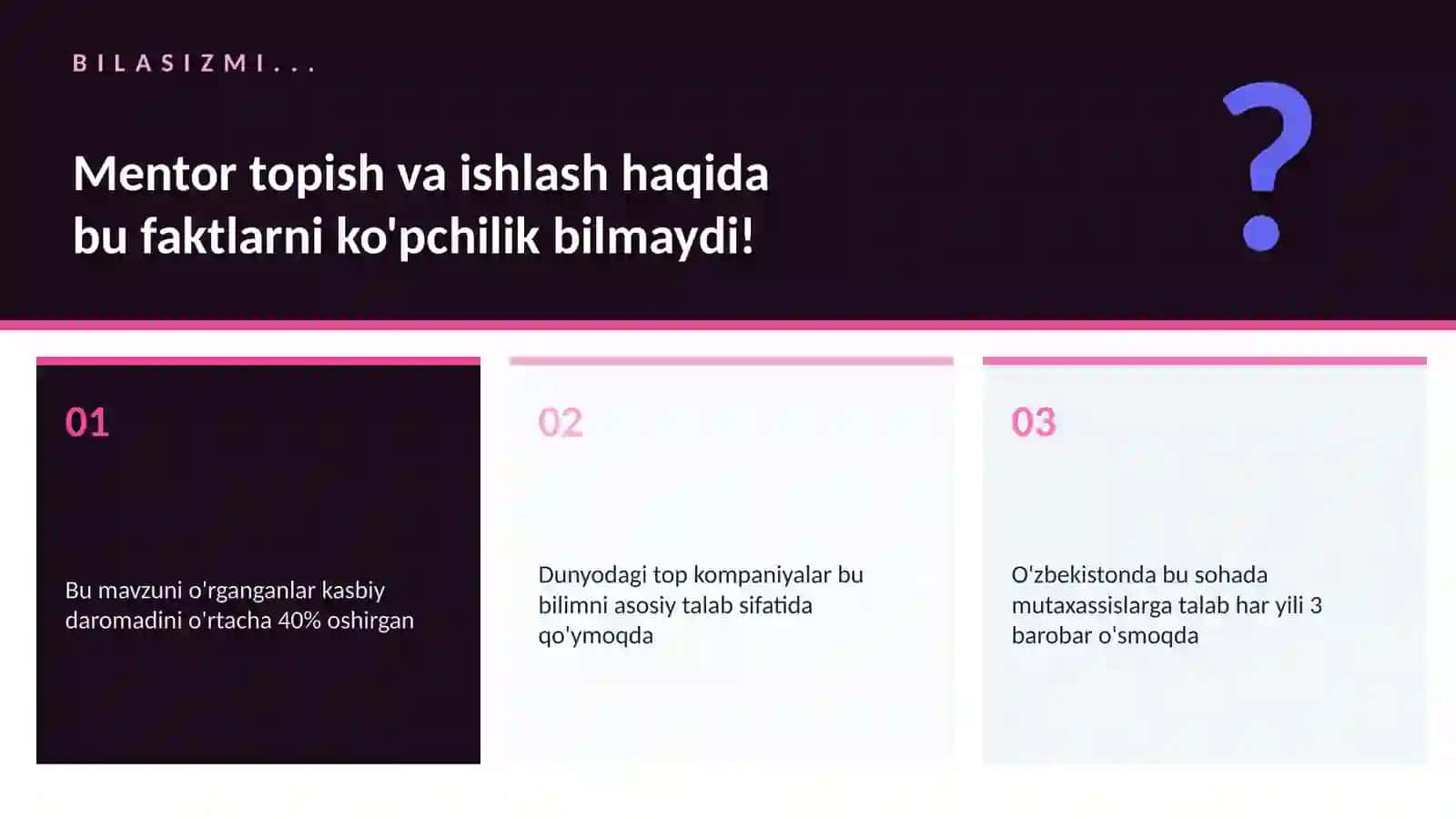 Mentor topish va ishlash 2