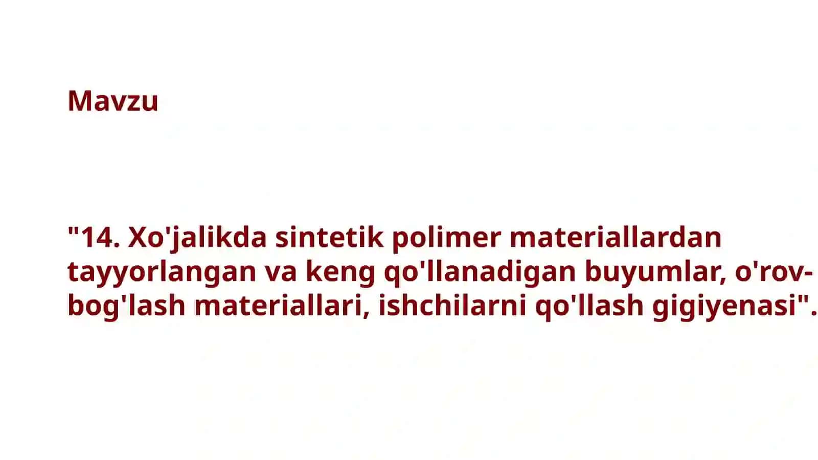 Gigiyena fanidan mustaqil ish 2
