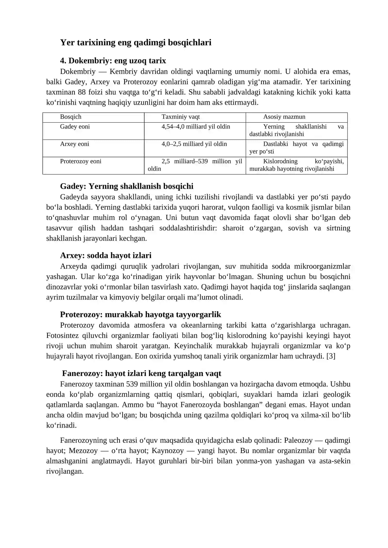 Geoxronologik Jadval 2