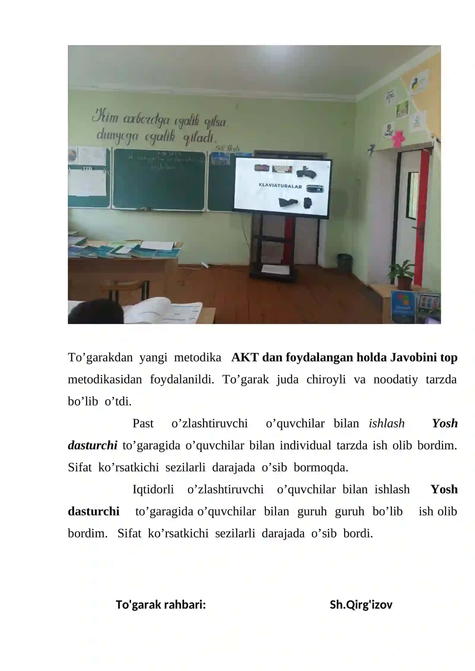 INFORMATIAK fani o'qtuvchisi 2