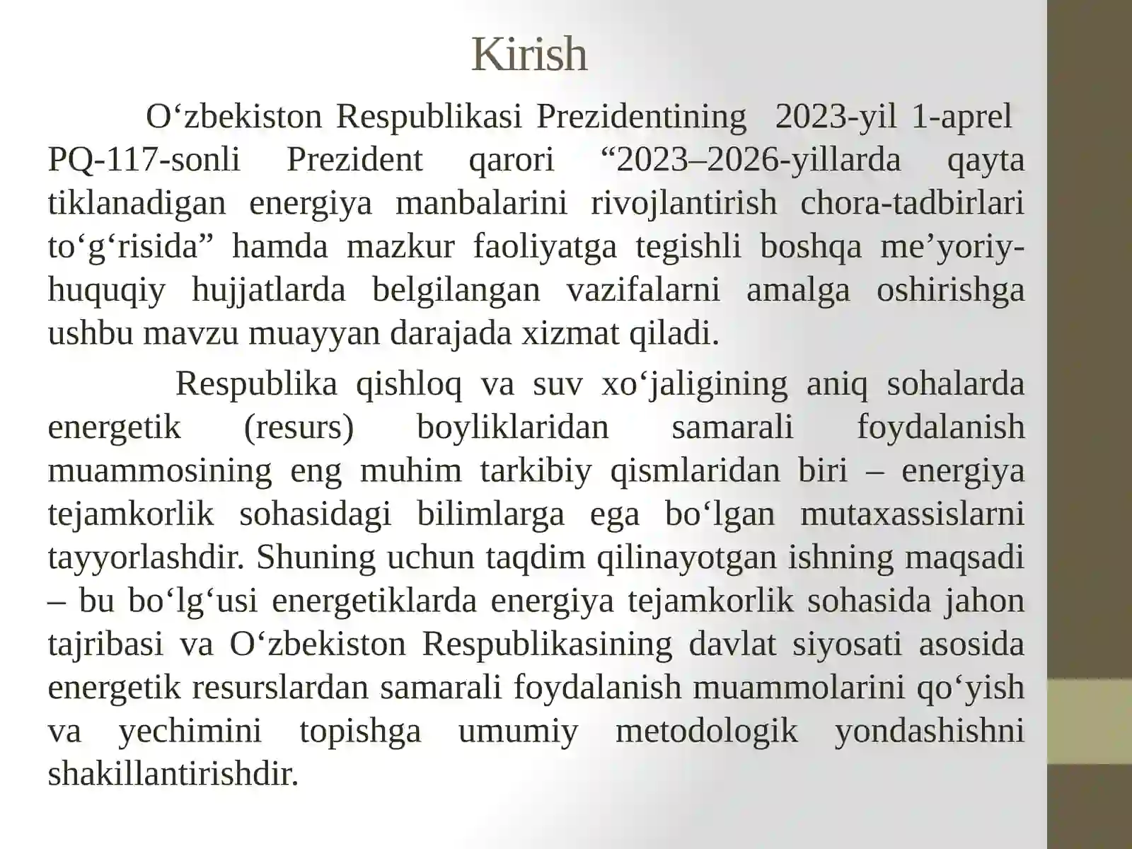 Qishloq xo‘jalik qoldiq mahsulotlari hamda oziq-ovqat korxonalari chiqindilari utilizatsiyasi va ulardan ikkilamchi xomashyolar olish bo‘yicha ekologik biotexnologiya imkoniyatlari 2