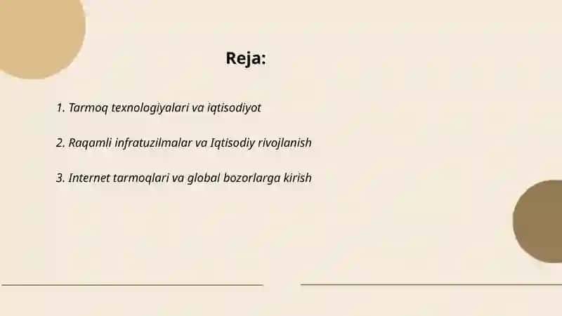 Tarmoq texnologiyalari va iqtisodiyot 2
