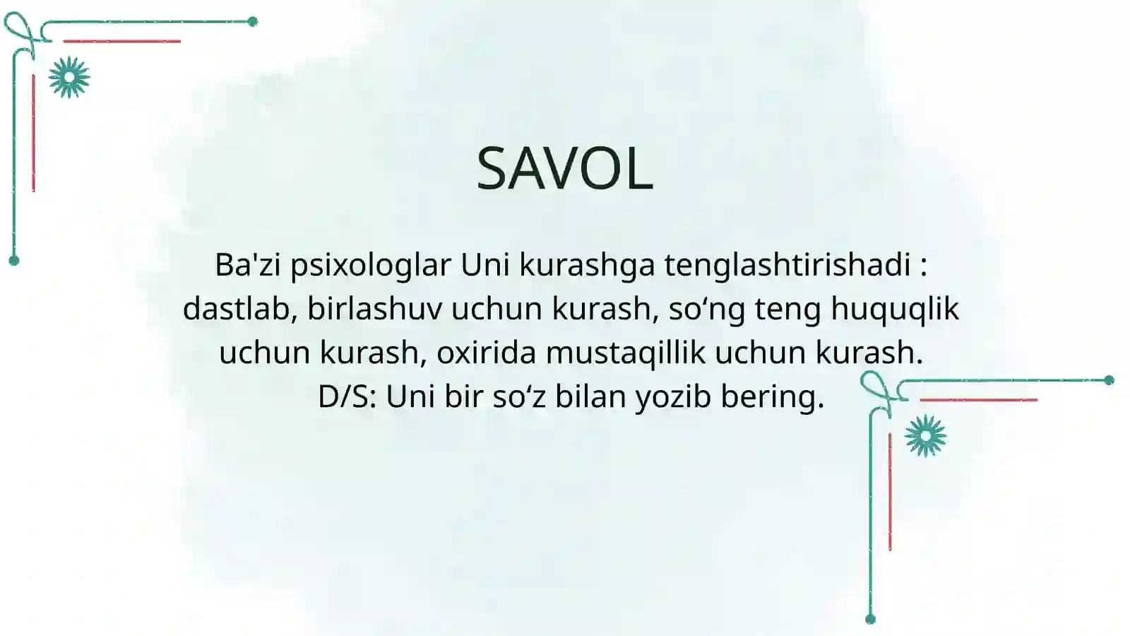 ZAKOVAT SAVOLLARI 2