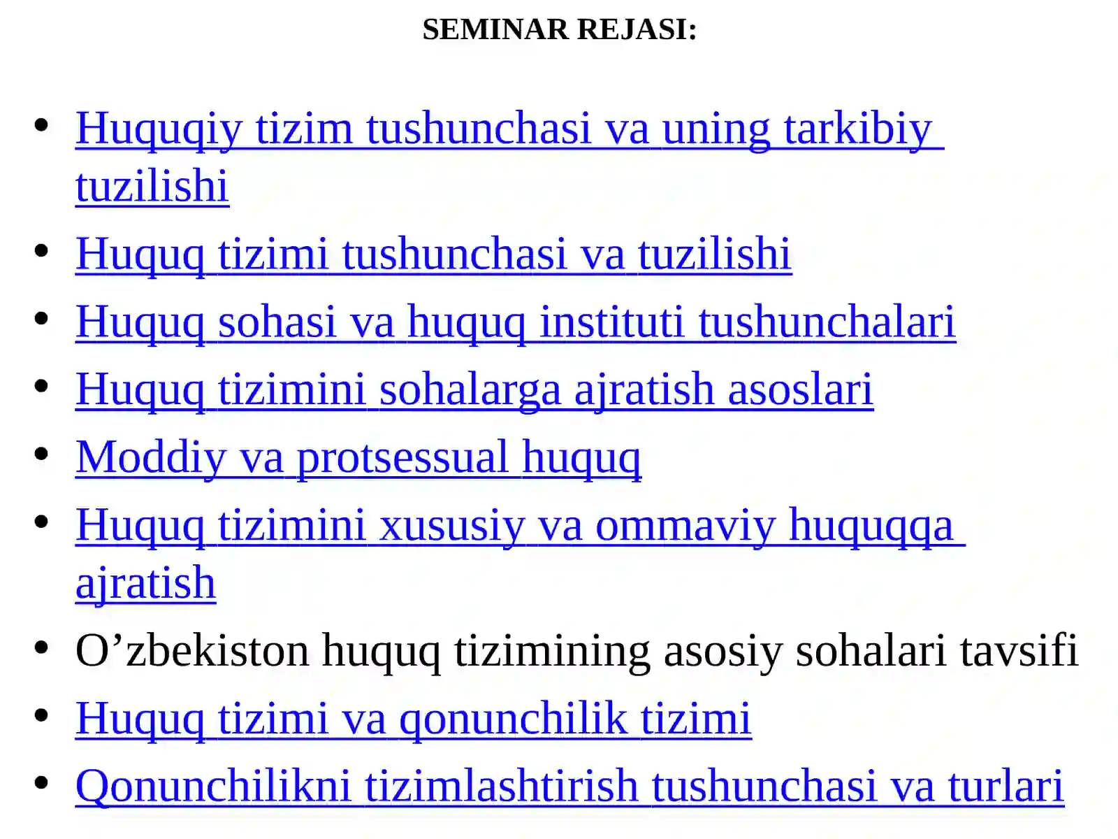 HUQUQ TIZIMI VA HUQUQIY TIZIM 2