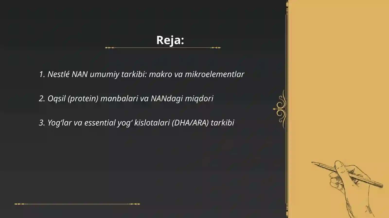 Nestle NAN tarkibi va vitaminlari 2