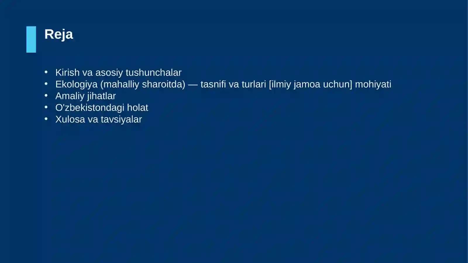 Ekologiya (mahalliy sharoitda) — tasnifi va turlari [ilmiy jamoa uchun] 2