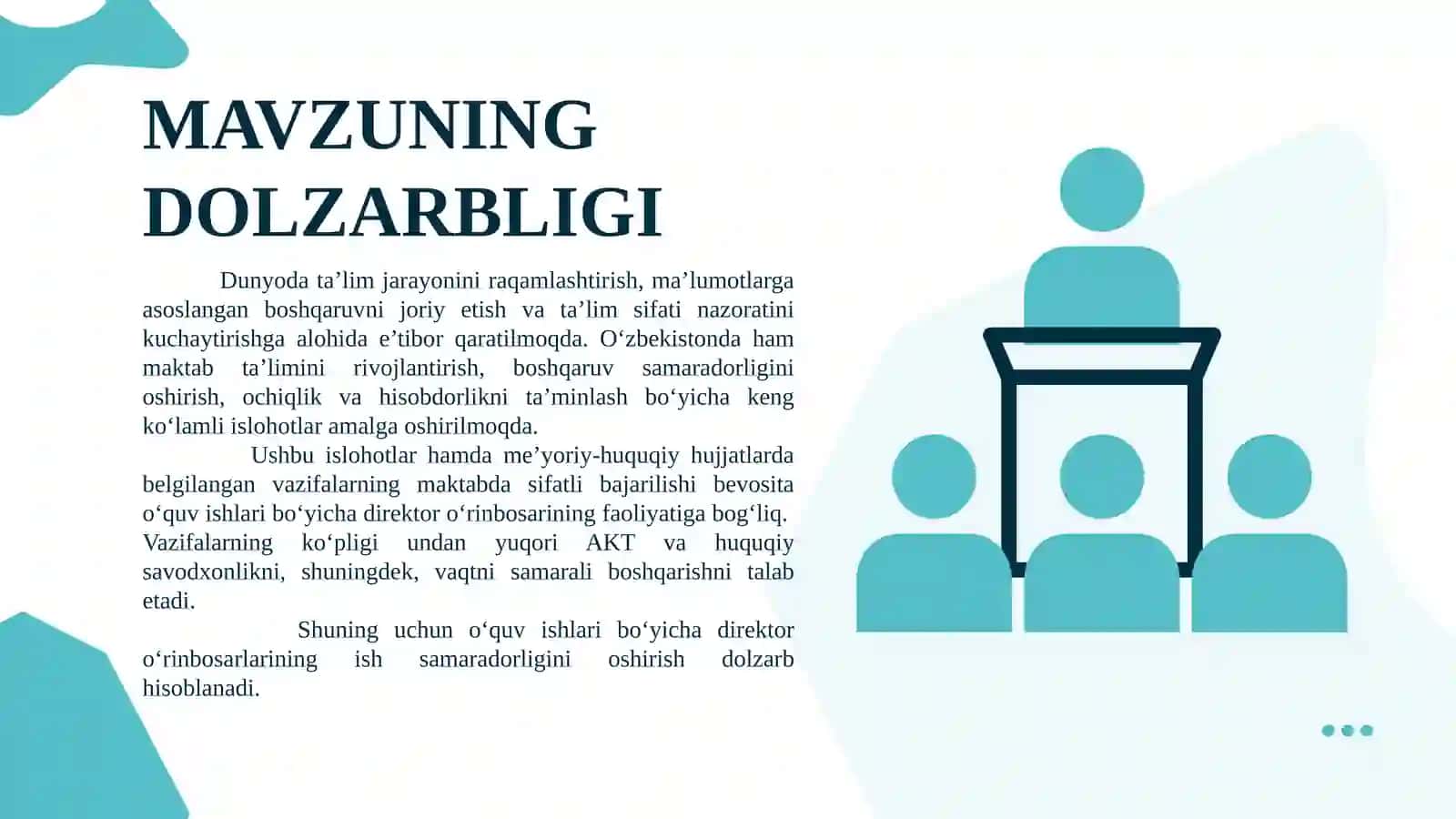 O‘QUV ISHLARI BO‘YICHA DIREKTOR O‘RINBOSARLARINING ISH SAMARADORLIGINI OSHIRISH 2