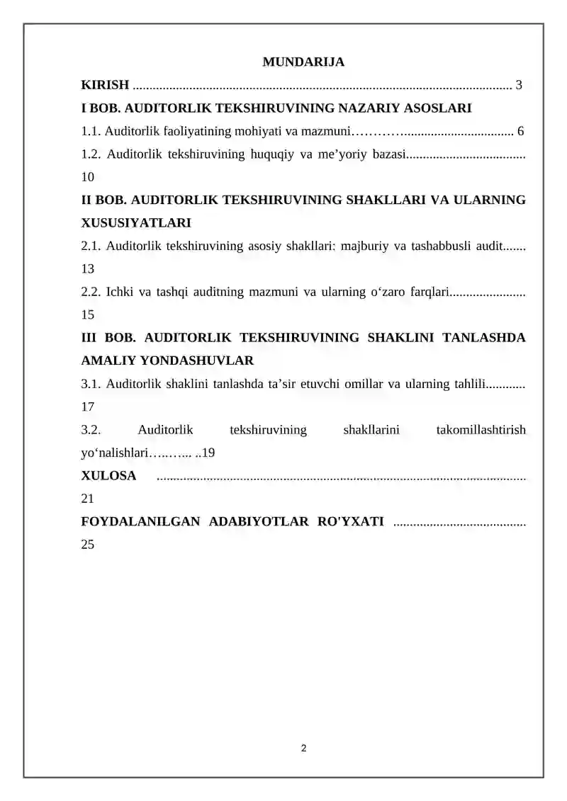Auditorlik tekshiruvining shakllari 2