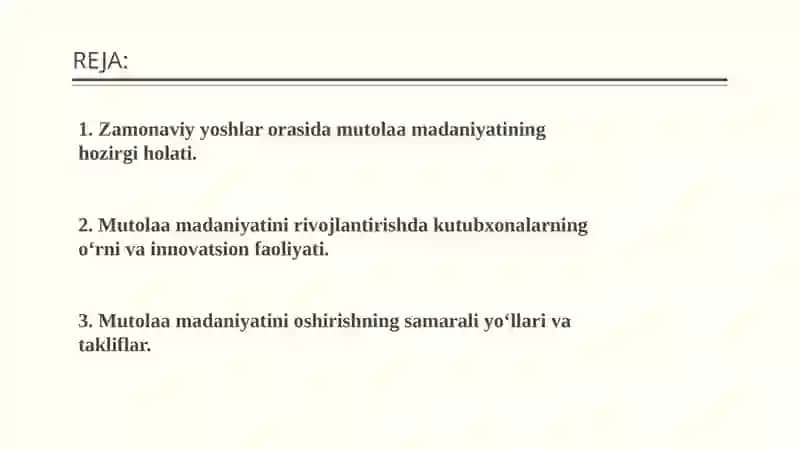 ZAMONAVIY YOSHLAR ORASIDA MUTOLAA MADANIYATINING HOLATI VA UNI OSHIRISH YO’LLARI 2