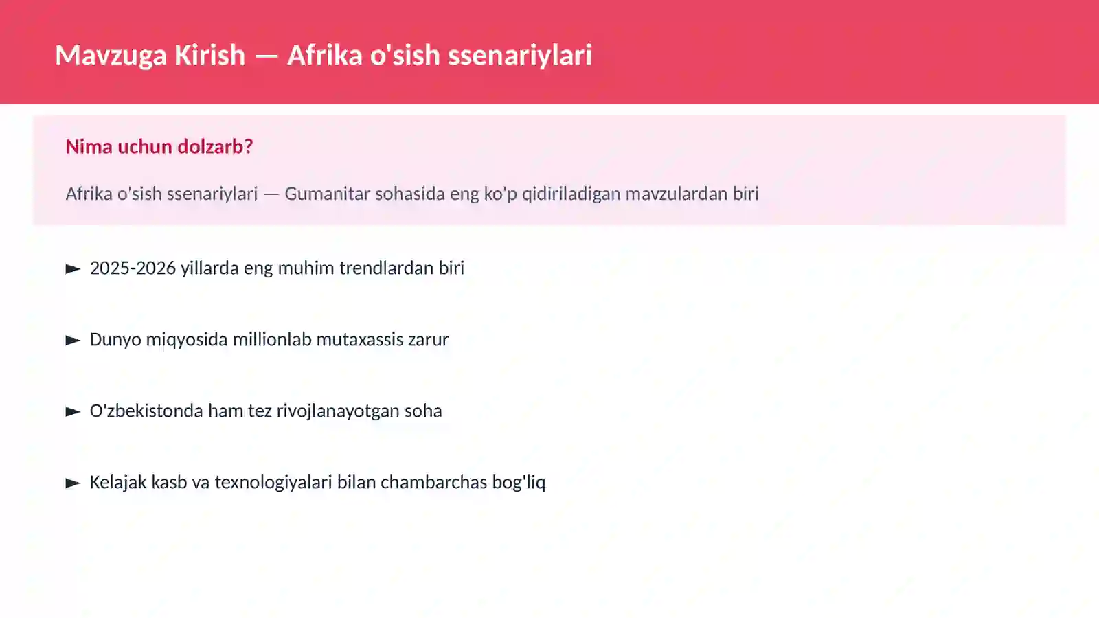 Afrika o'sish ssenariylari 2
