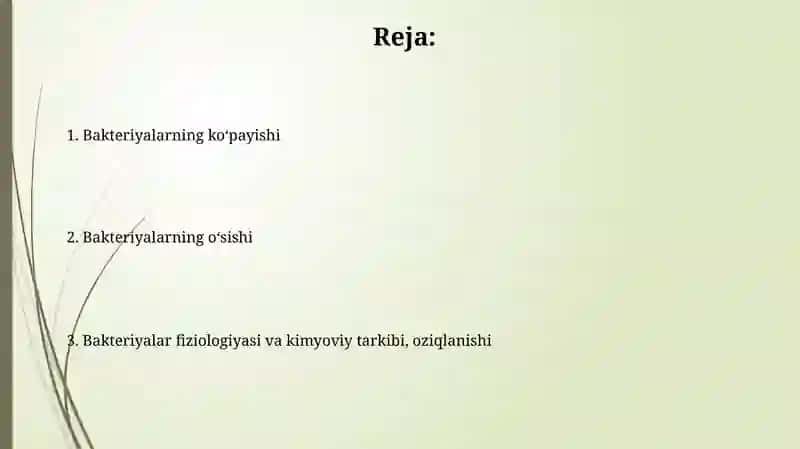 Bakteriyalar fiziologiyasi kimyoviy tarkibi oziqlanishi oʻsishi va koʻpayishi 2