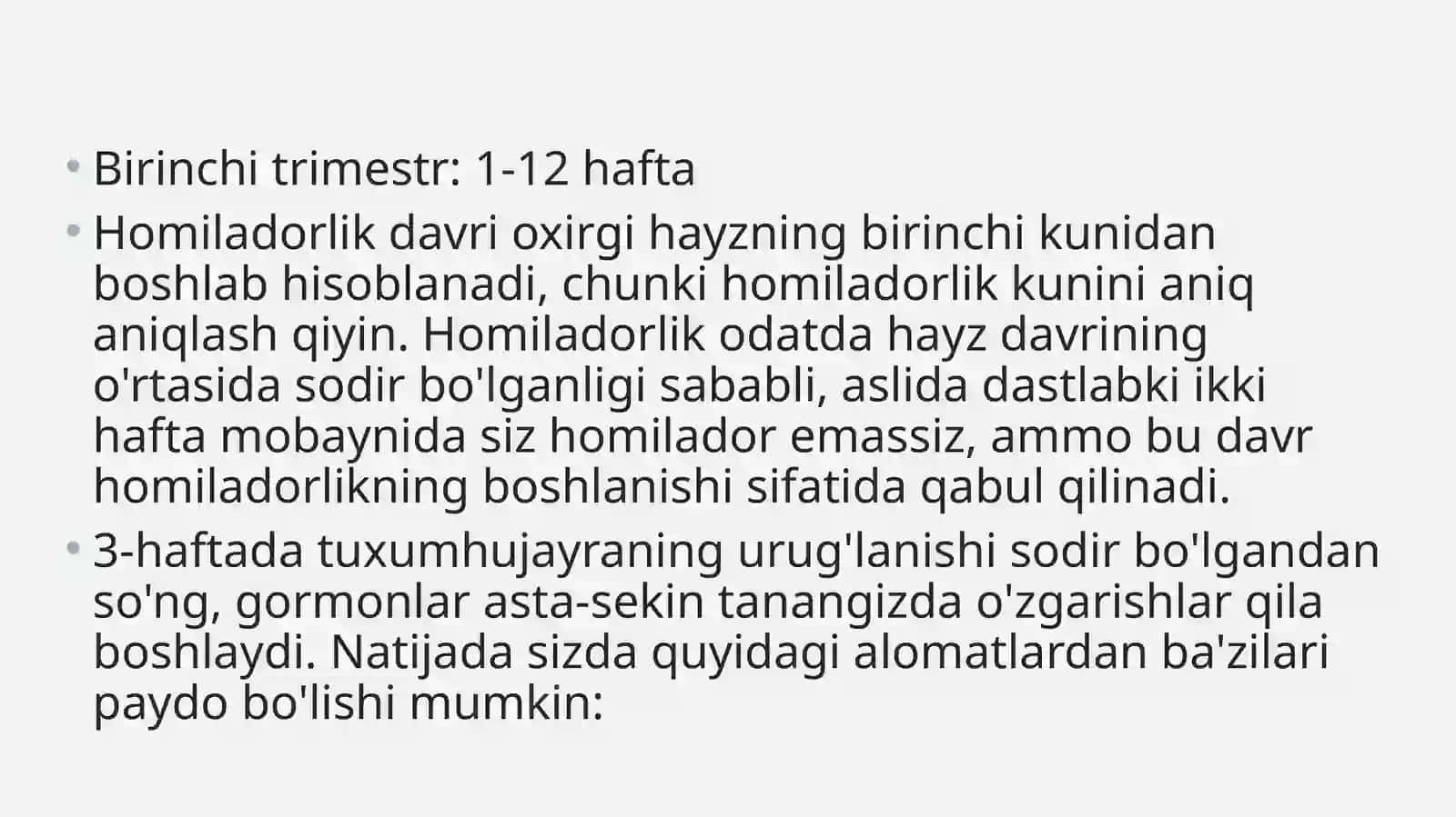Xomiladorlik davri trimestrlarining psixologik xususiyatlari. 2