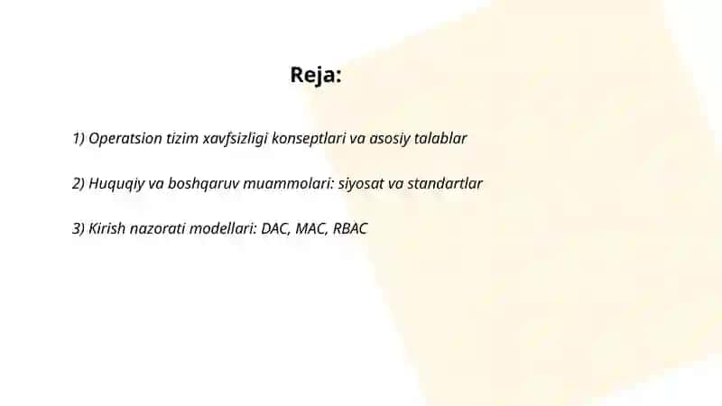 Operatsion tizimlar havfsizligini ta'minlash 2