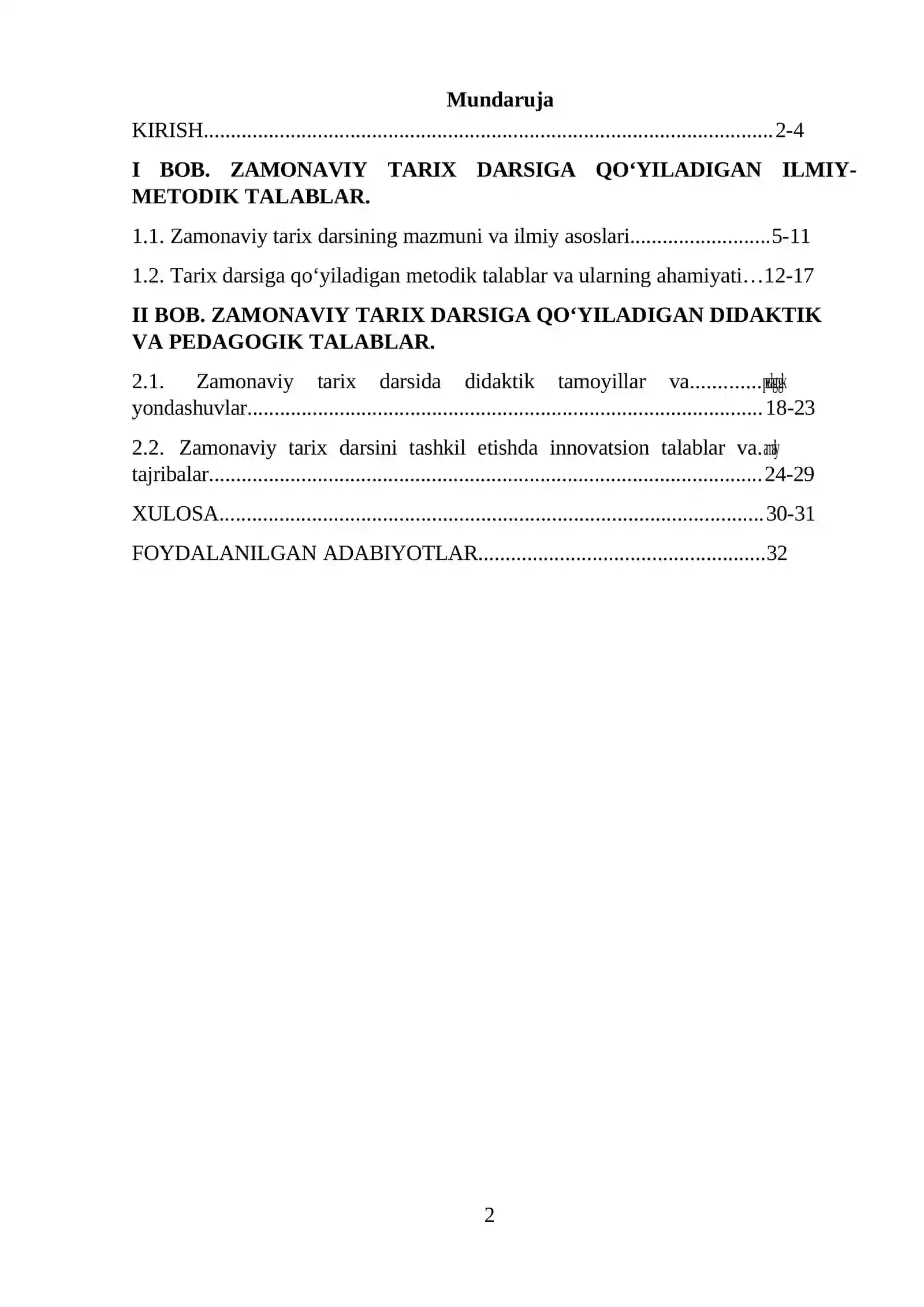 Zamonaviy tarix darsiga qo’yiladigon talablar 2