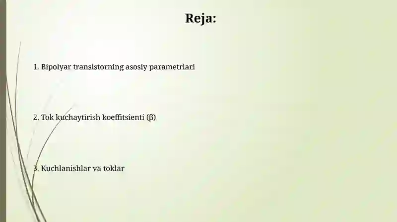 Bipolyartrazistorning asosiy parametrlari 2