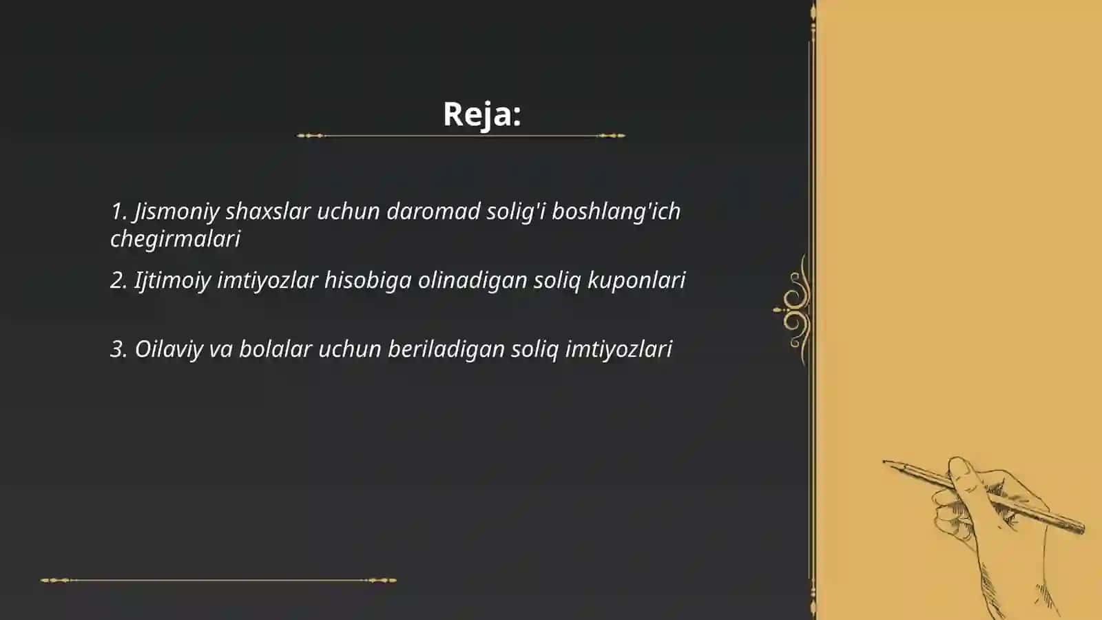 Jismoniy shaxslardan olinadigan daromad soligʻi boʻyicha taqdim etilgan soliq imtiyozlari 2