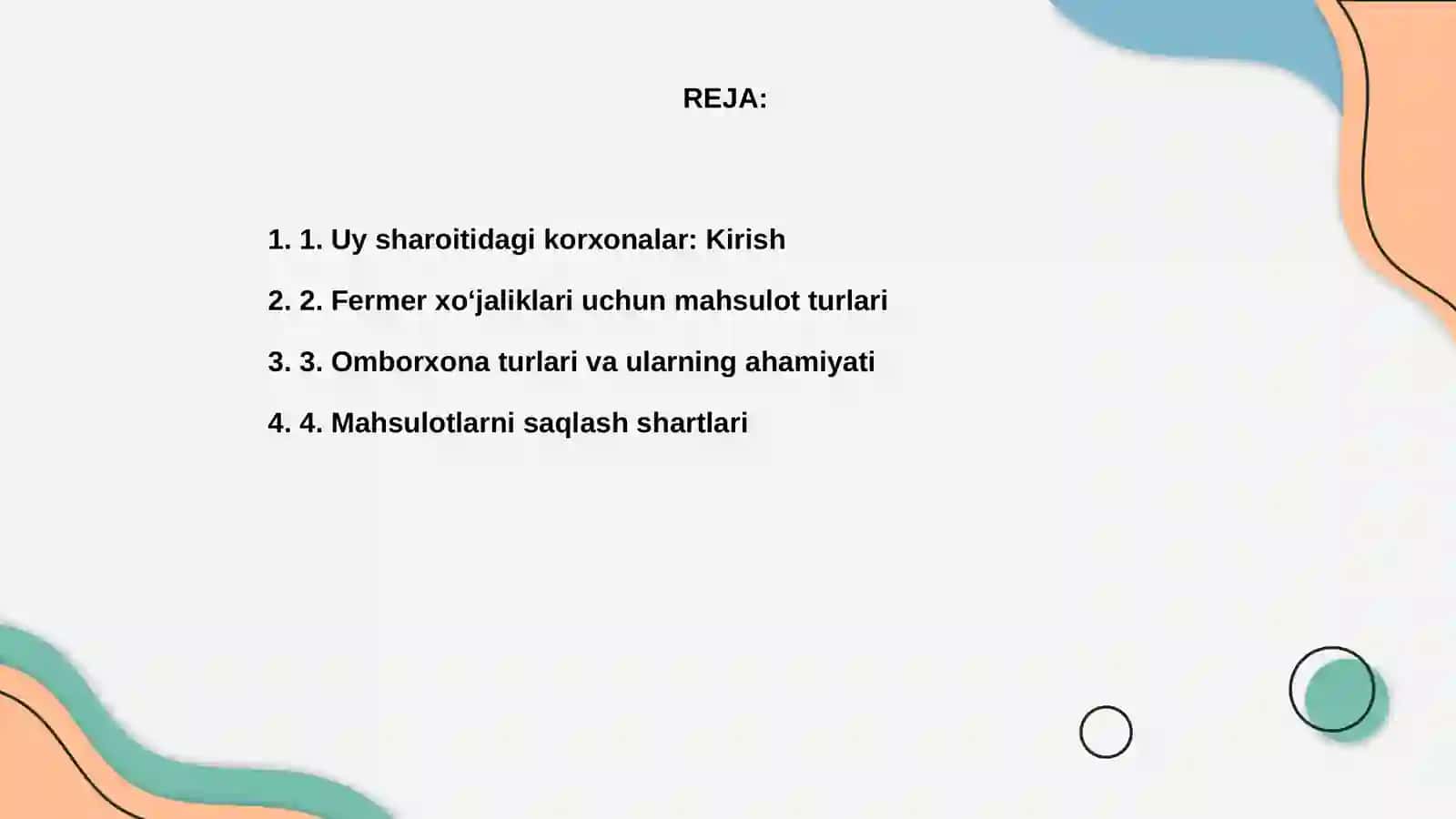 Uy sharoitidagi korxonalar va fermer xoʻjaliklari uchun mahsulotlar omborxonalar 2