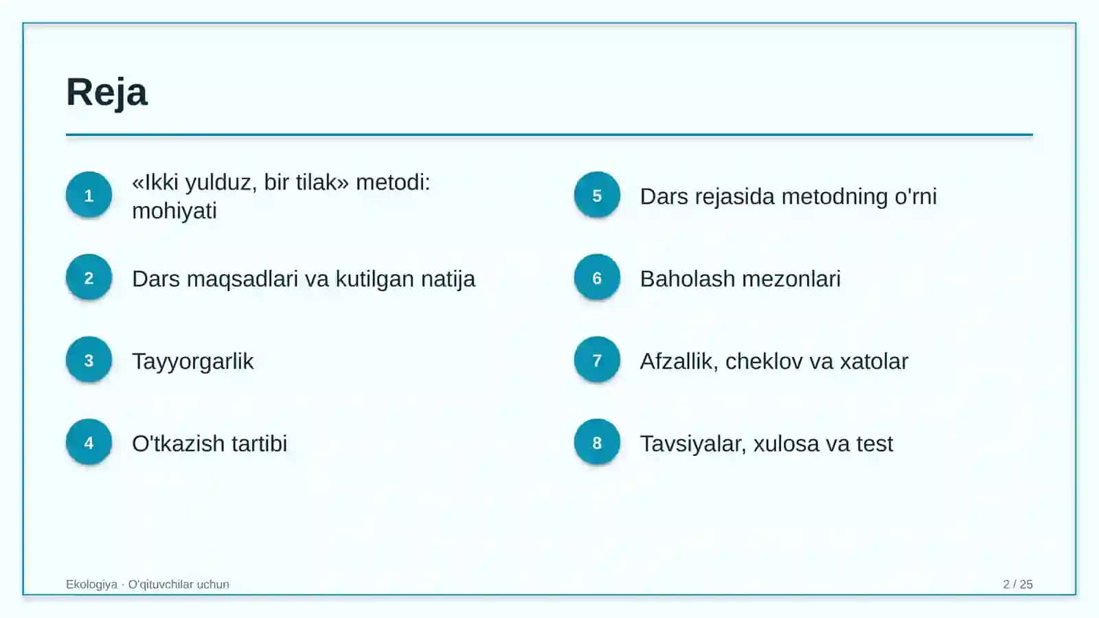 ekologiya darslarida ikki yulduz bir tilak metodidan foydalanish 4732 2