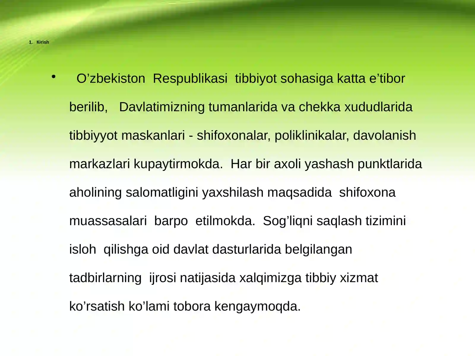 Ko`p tarmoqli bolalar shifoxonasi” mavzusi 2