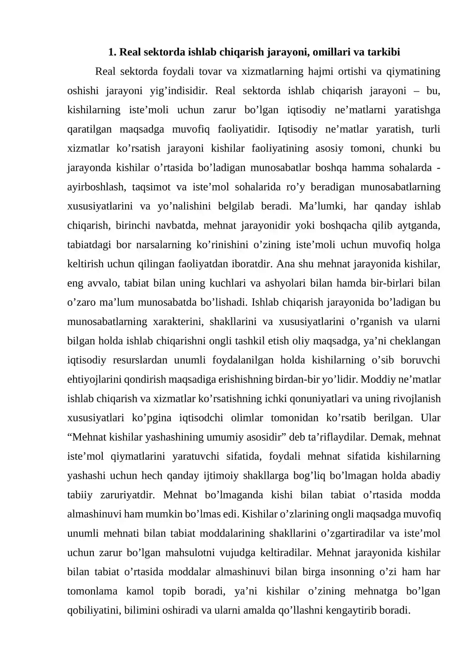 Real sektorda ishlab chiqarish jarayoni 2
