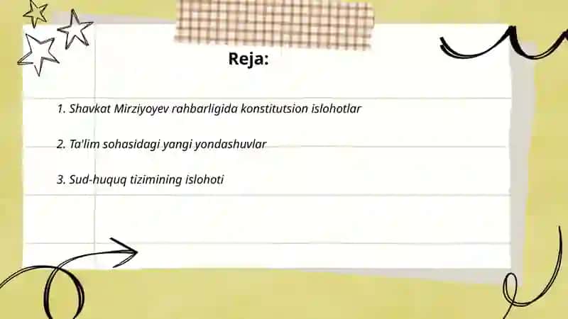 Shavkat Mirziyoyev rahbarligi ostida amalga oshirilayotgan islohotlar 2