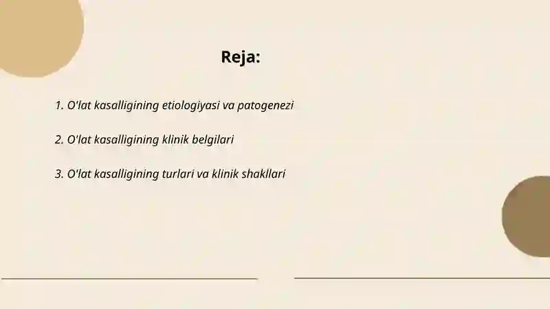 O'lat kasalligi 2