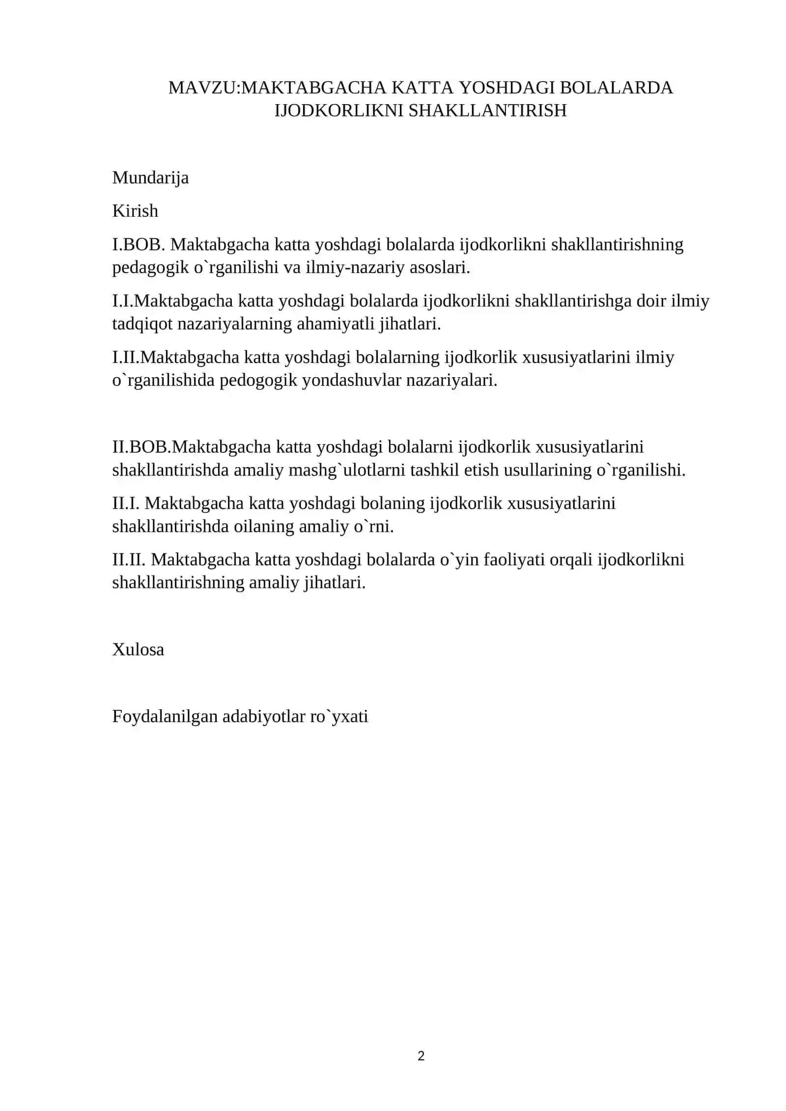 MAKTABGACHA KATTA YOSHDAGI BOLALARDA IJODKORLIKNI SHAKLLANTIRISH 2