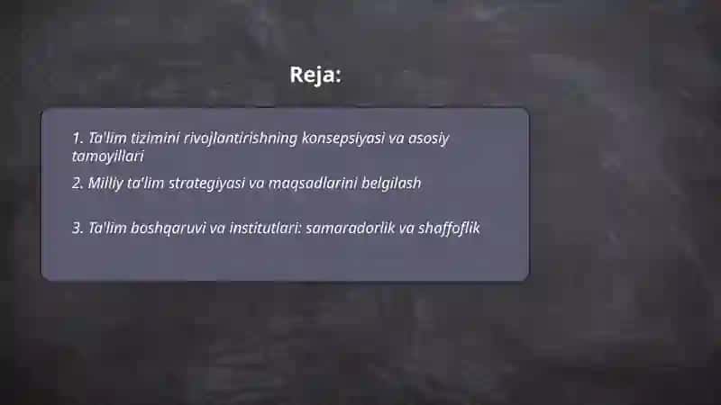 Òzbekiston Respublikasi ta'lim tizimini rivojlantirishning konseptual asoslari 2