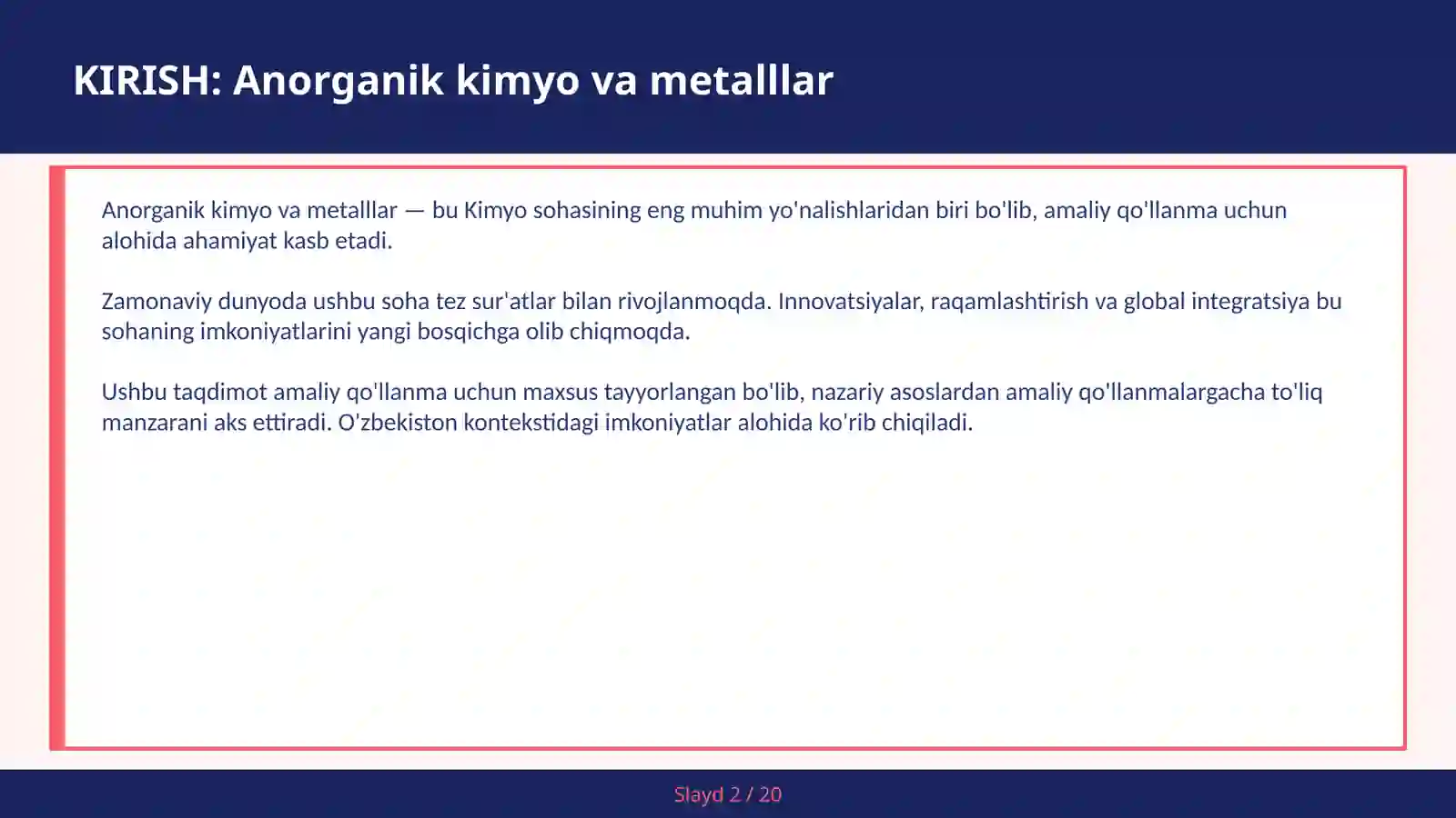 ANORGANIK KIMYO VA METALLLAR 2