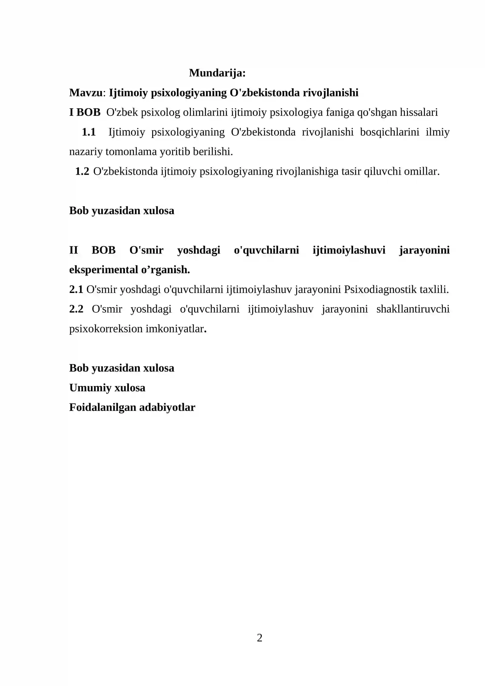 MUQUMIY NOMIDAGI QO’QON DAVLAT UNIVERSITETI - GURUH TALABASI - “Ijtimoiy psixologiyaning O'zbekistonda rivojlanishi” KURS ISHI 2