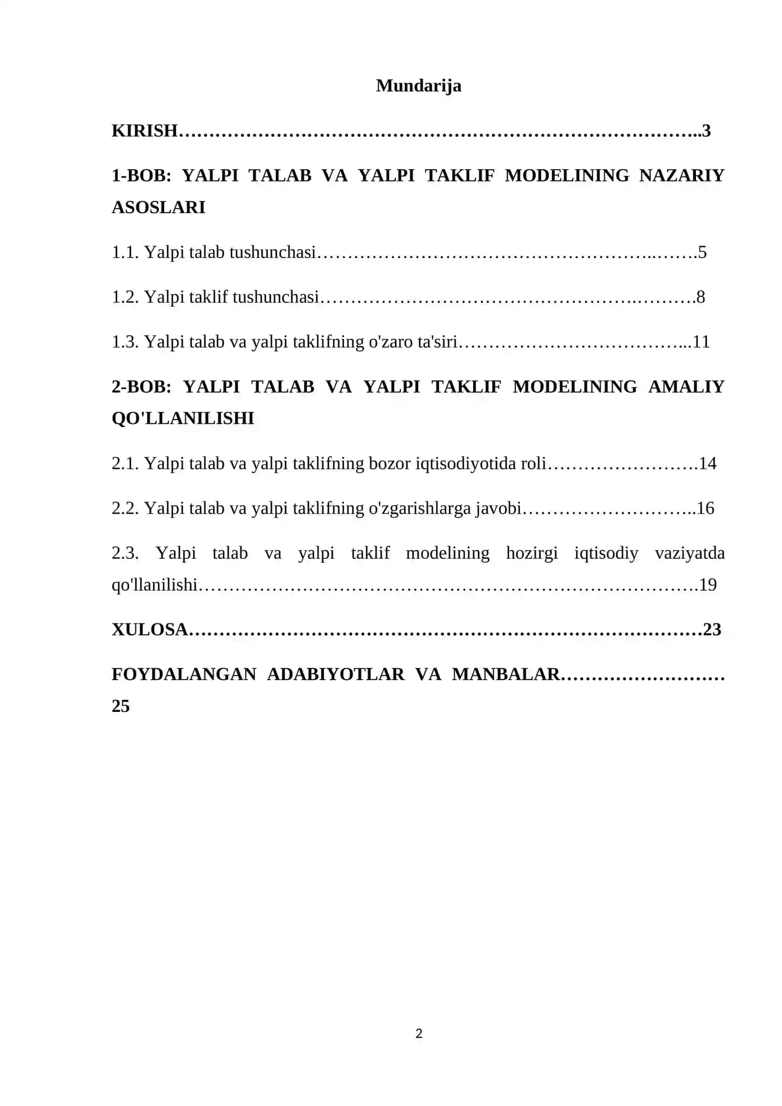 Yalpi talab va yalpi taklif modeli 2