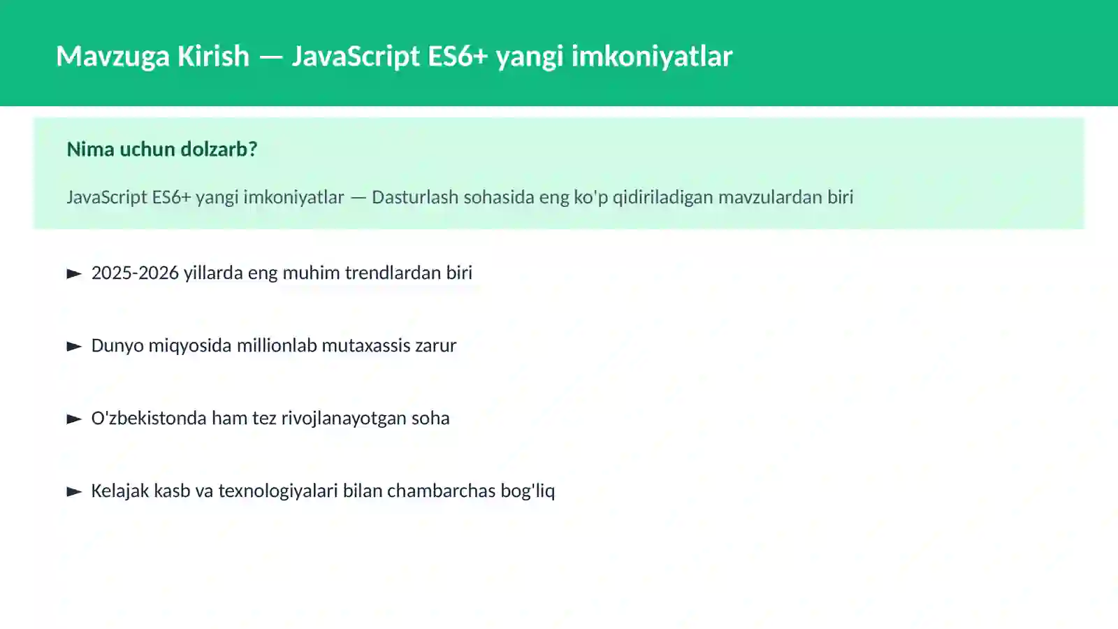 DASTURLASH | JAVASCRIPT VA WEB 2