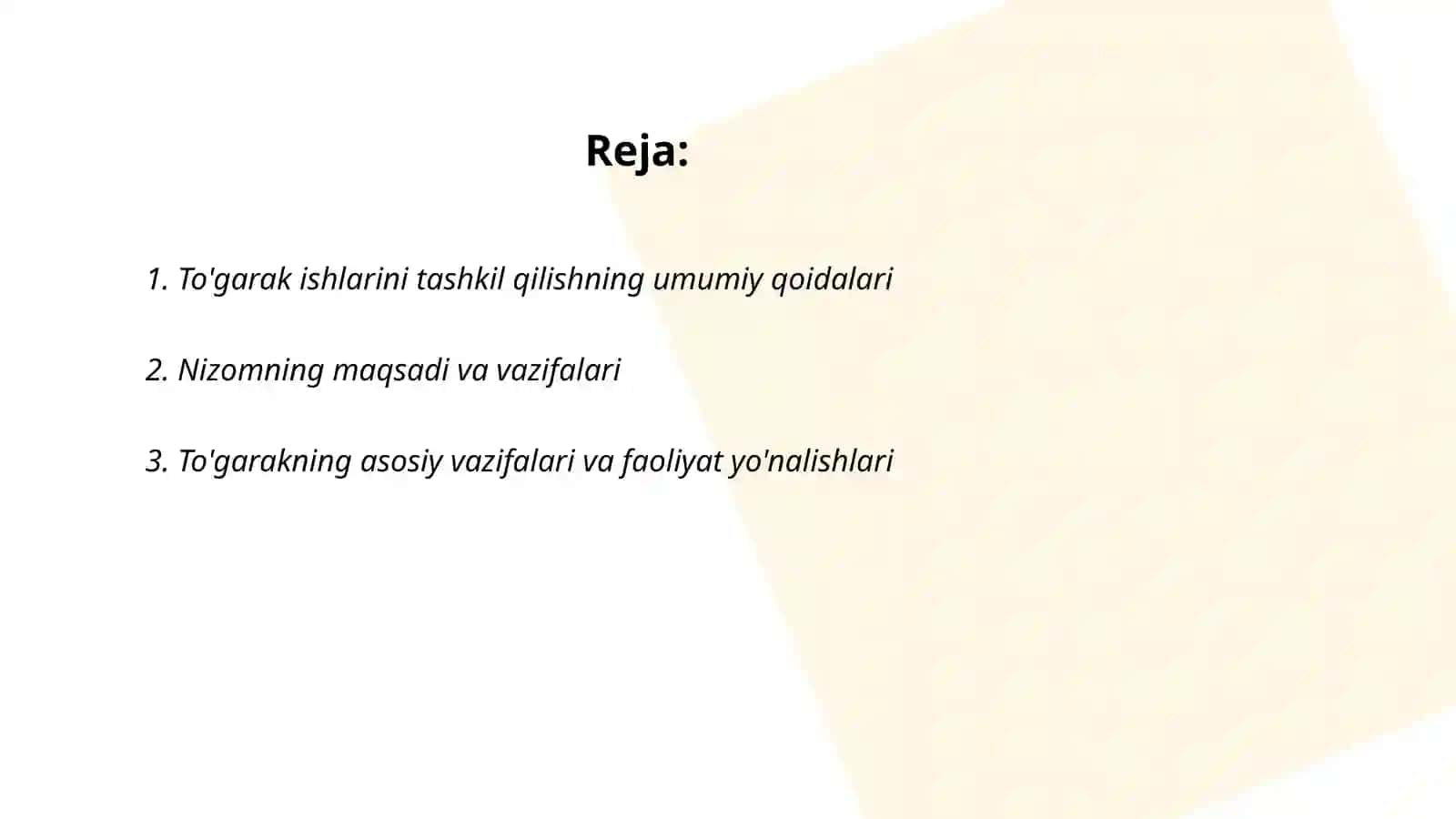 To'garak ishlarini tashkil qilish nizomining umumiy qoidalari. To'garakning maqsad va vazifalari 2