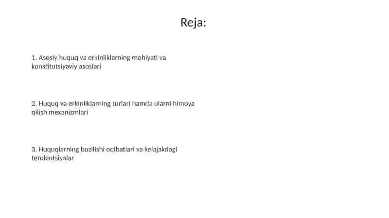 Asosiy huquq va erkinliklarningkafolatlanganligi 2