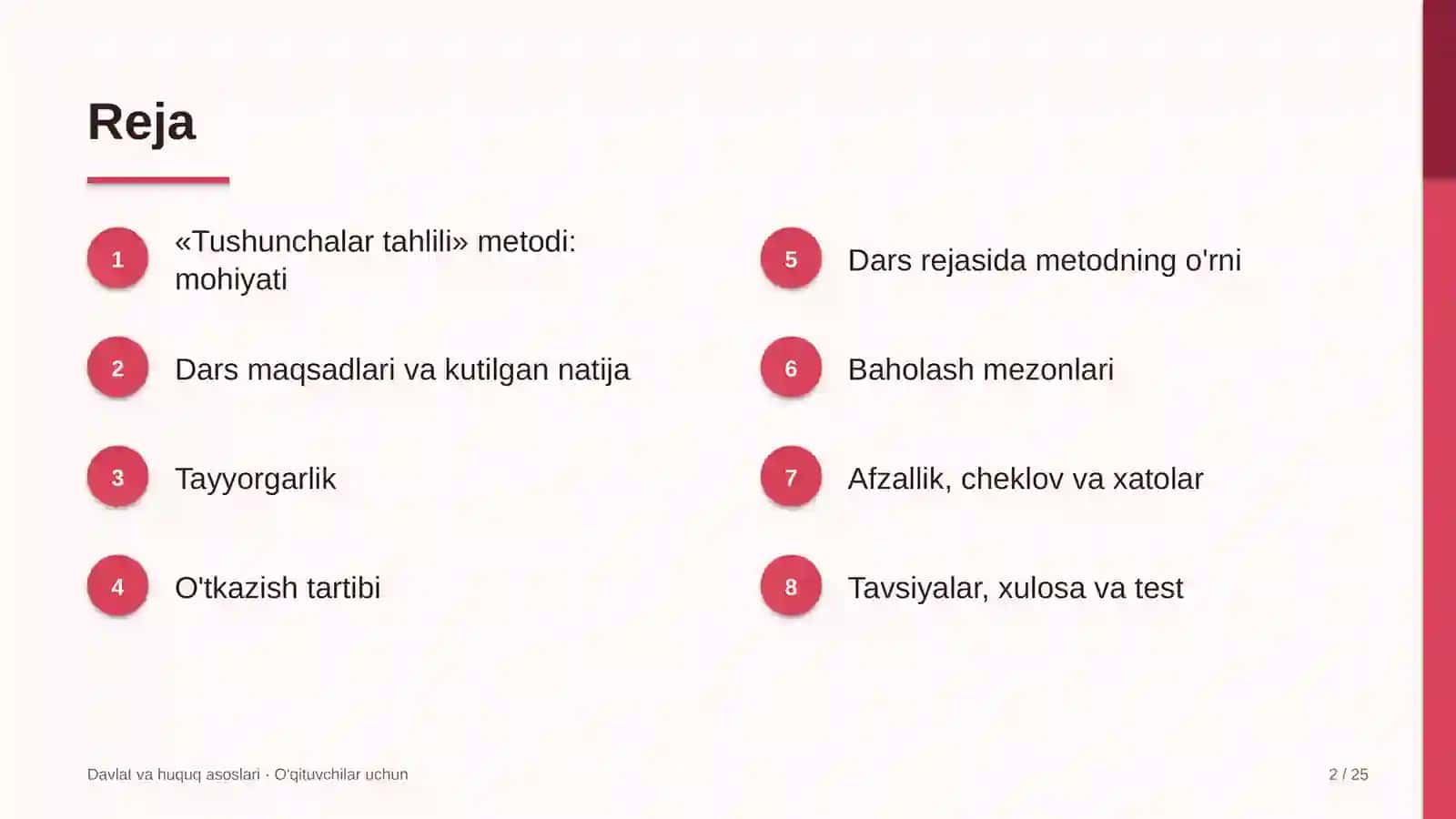 davlat va huquq asoslari darslarida tushunchalar tahlili metodidan foydalanish 7727 2