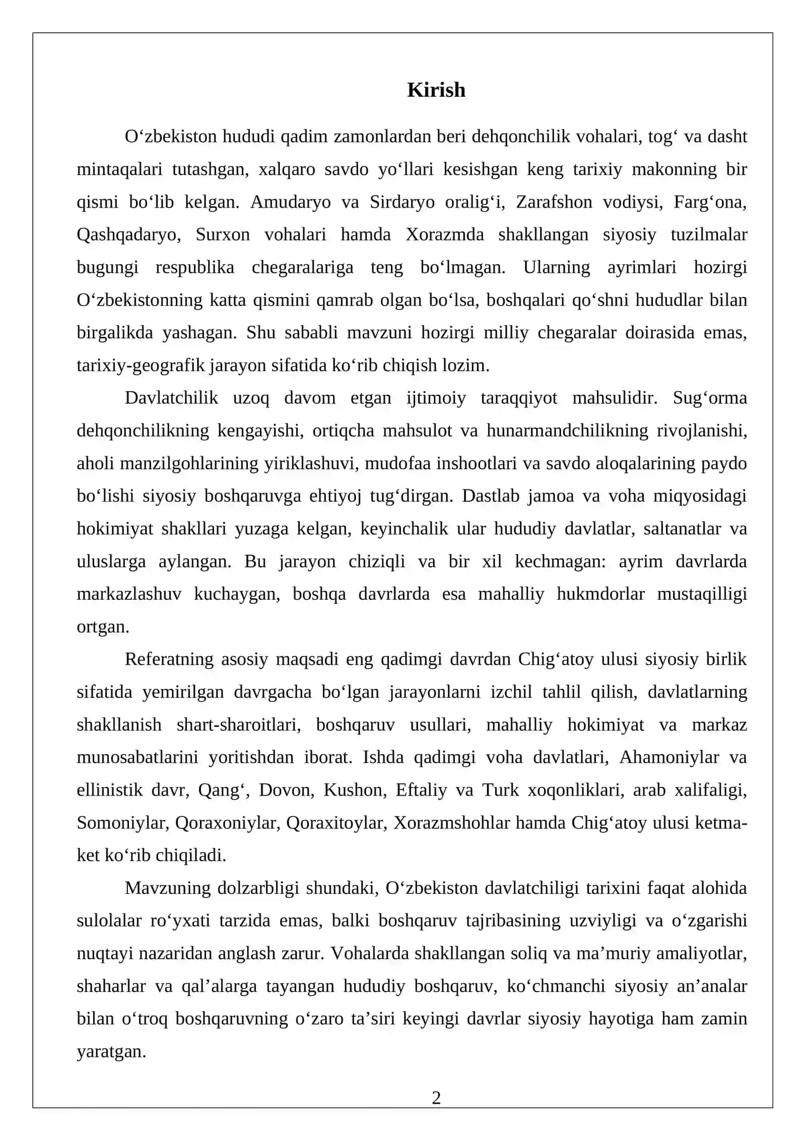 O‘zbekiston davlatchiligi tarixi 2