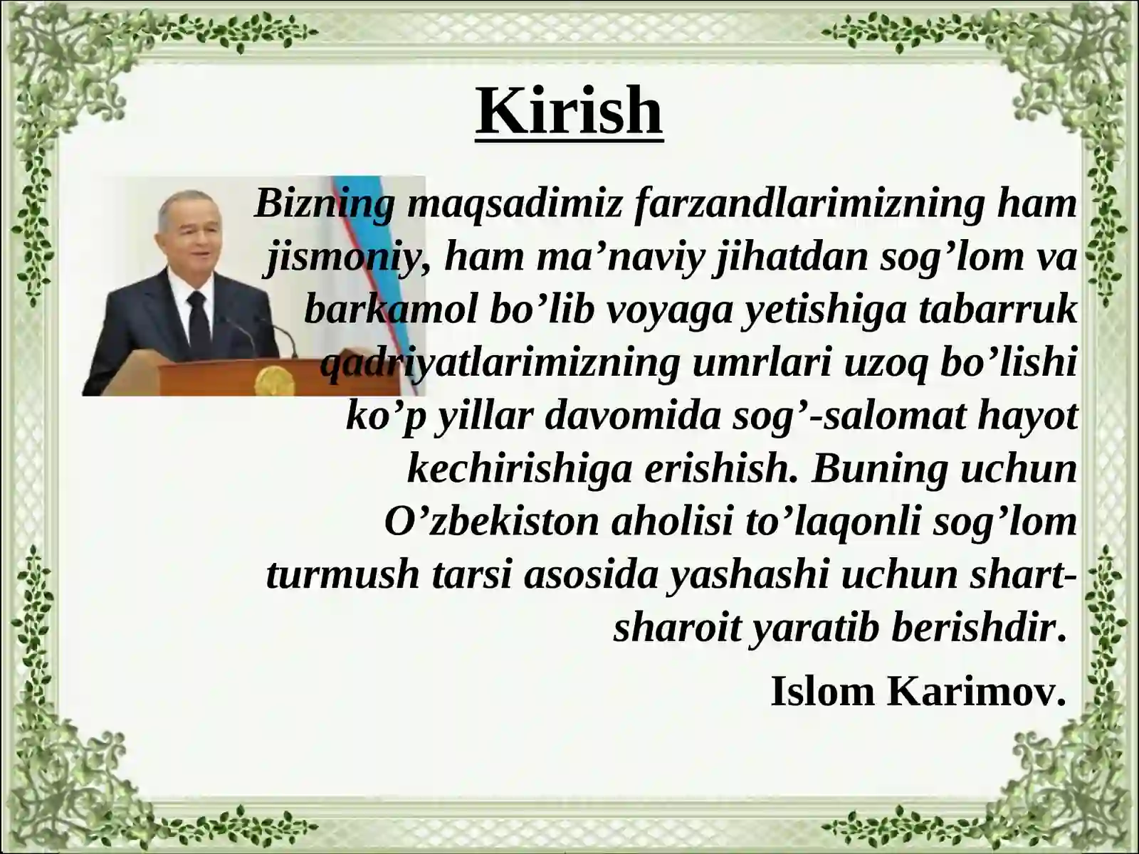 Sog'lom turmush tarzi BMI 2