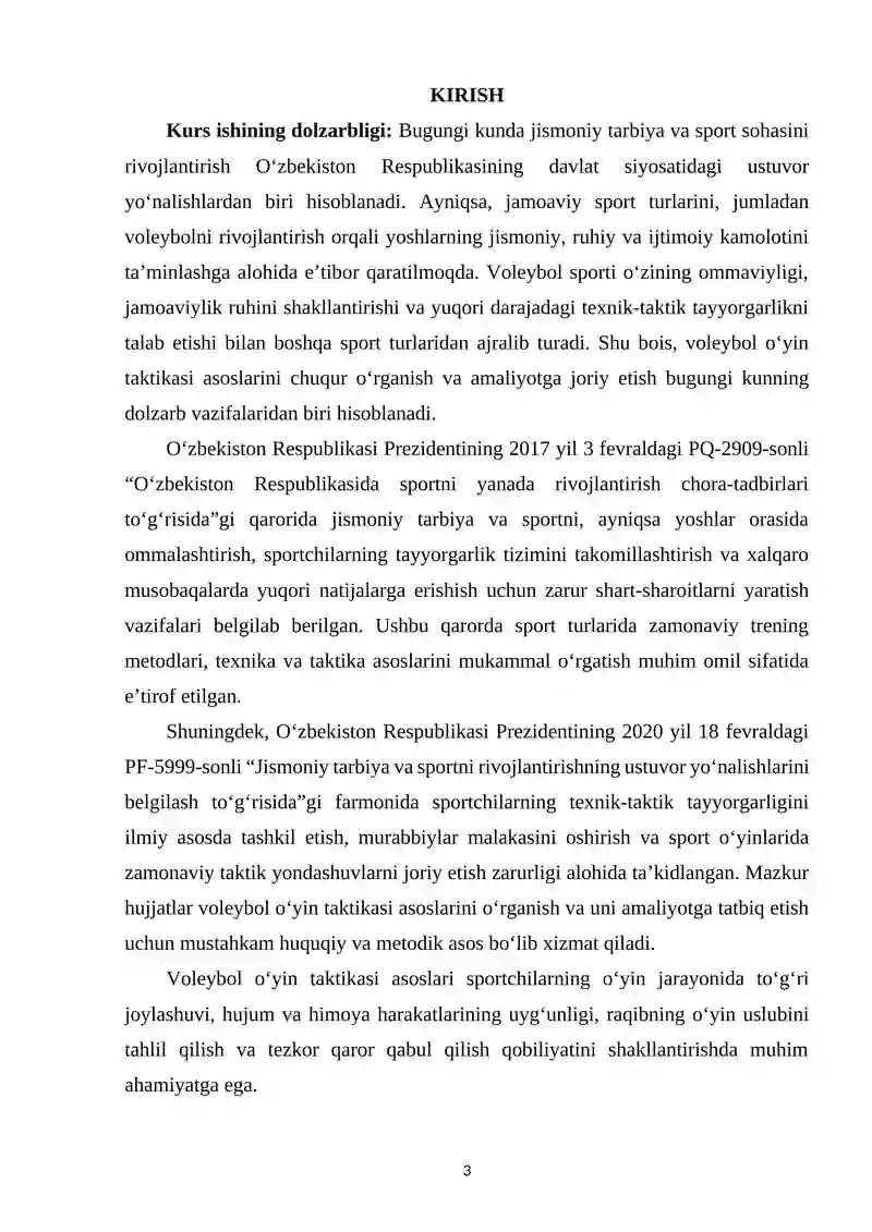 Voleybol o‘yin texnikasi va taktikasini tasnifi 2