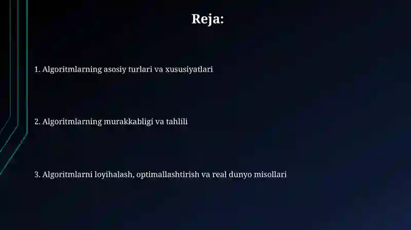 Algoritm turlari va ularning xossalari 2
