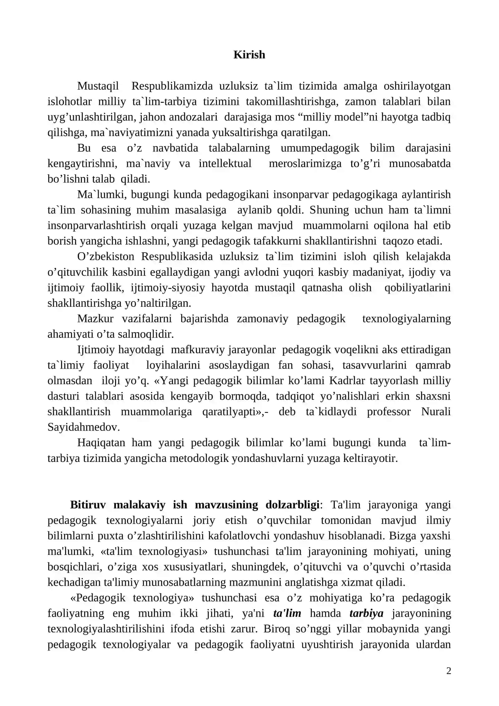 Tarbiya texnologiyasi 2