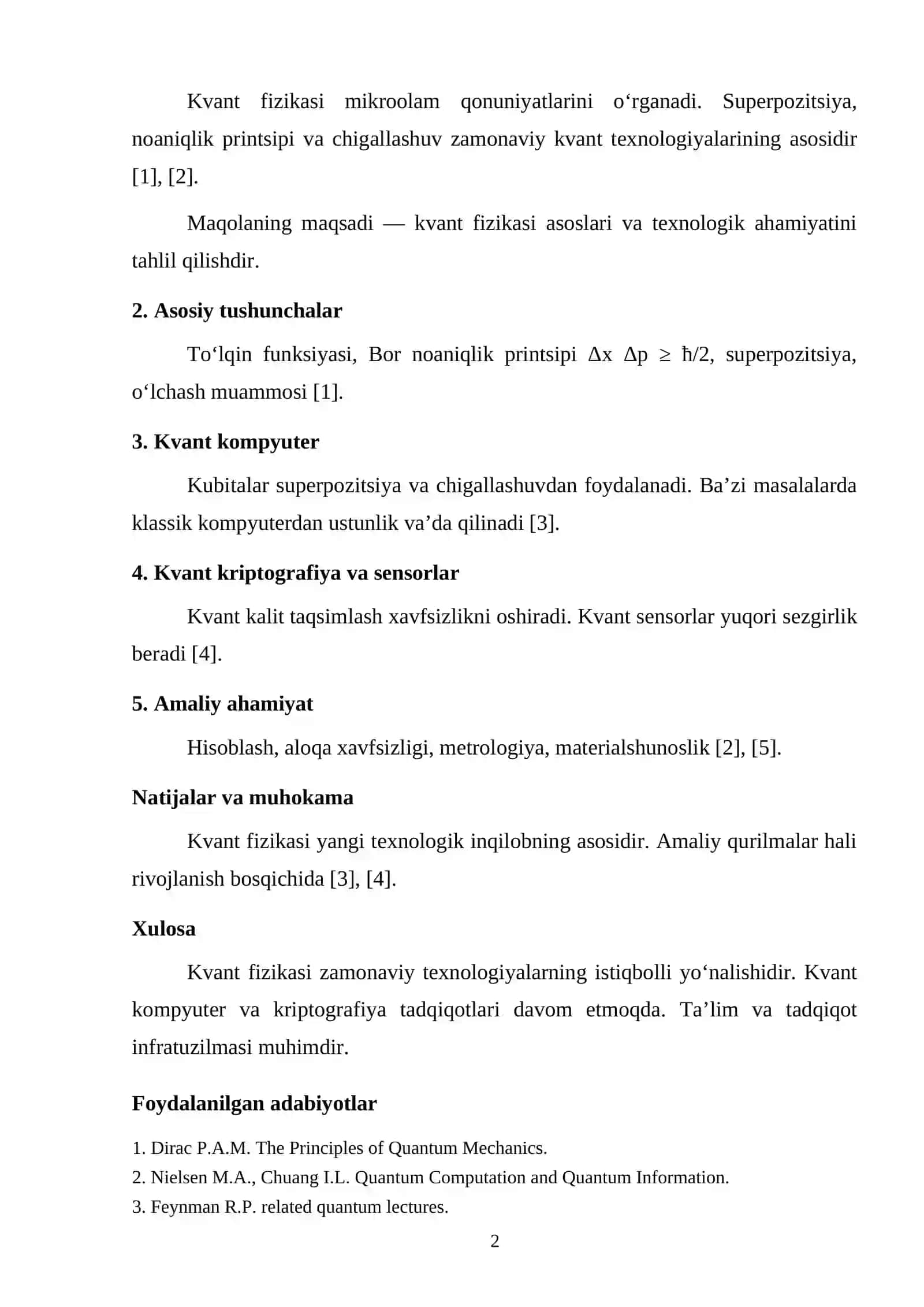 KVANT FIZIKASI VA ZAMONAVIY TEXNOLOGIYALAR RIVOJIDAGI AHAMIYATI 2