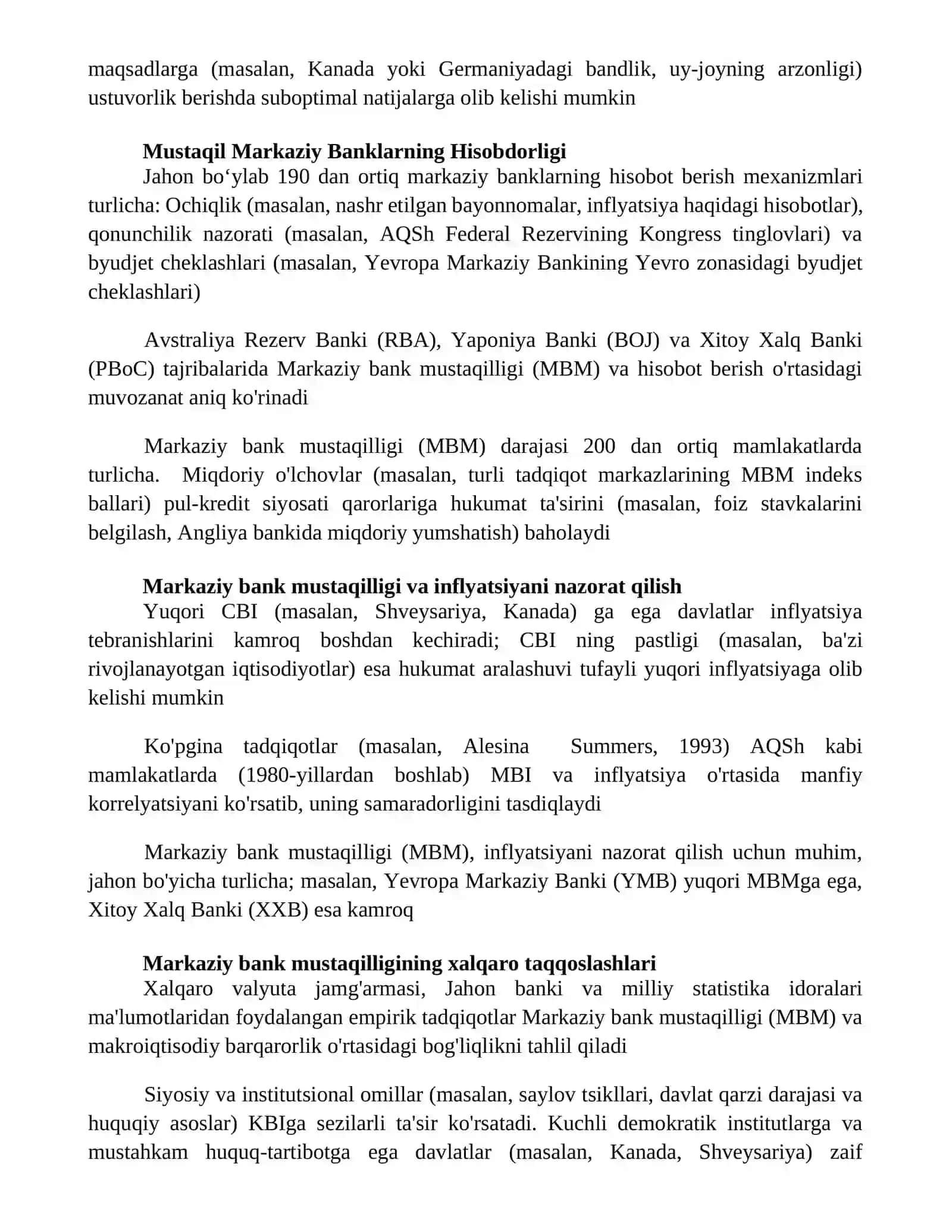 Markaziy bankning mustaqilligi 2