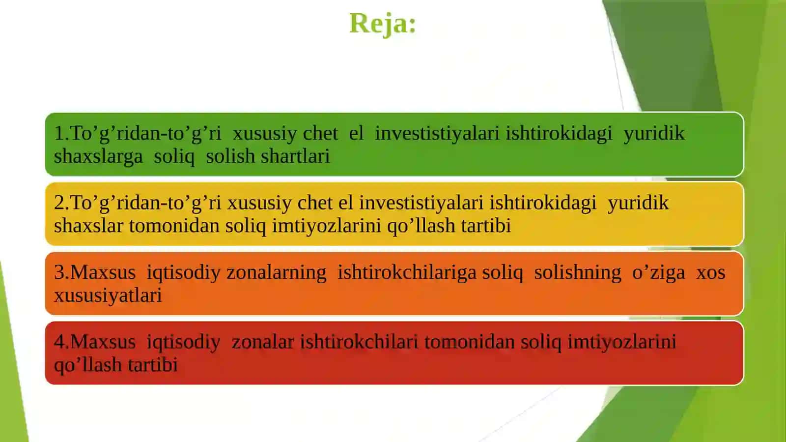 Yuridik shaxslarni soliqqa tortish II 2