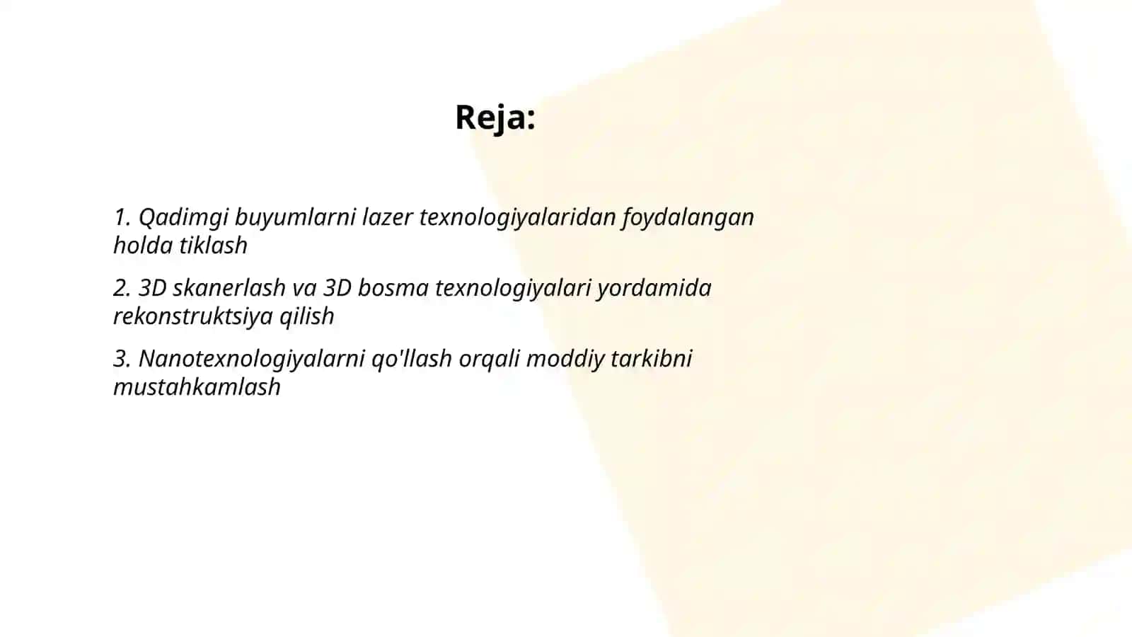 Qadimgi buyumlarni lazer texnologiyalaridan foydalangan holda tiklash 2