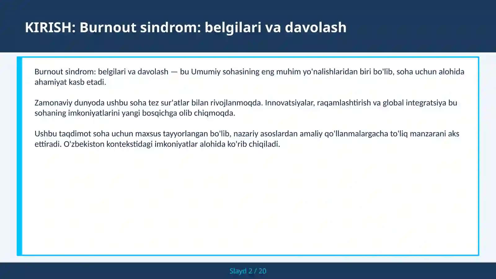 Burnout sindrom: belgilari va davolash 2